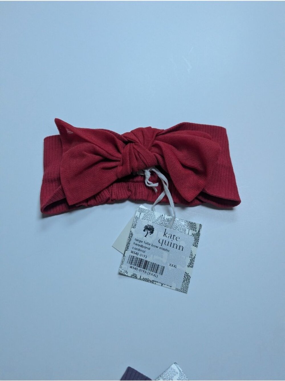 Kate Quinn Organic Cotton Large Tulle Bow Elastic Headband Cardinal Red XXXL